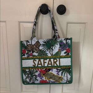 Safari Embroidered Tote Bag - Multicolor